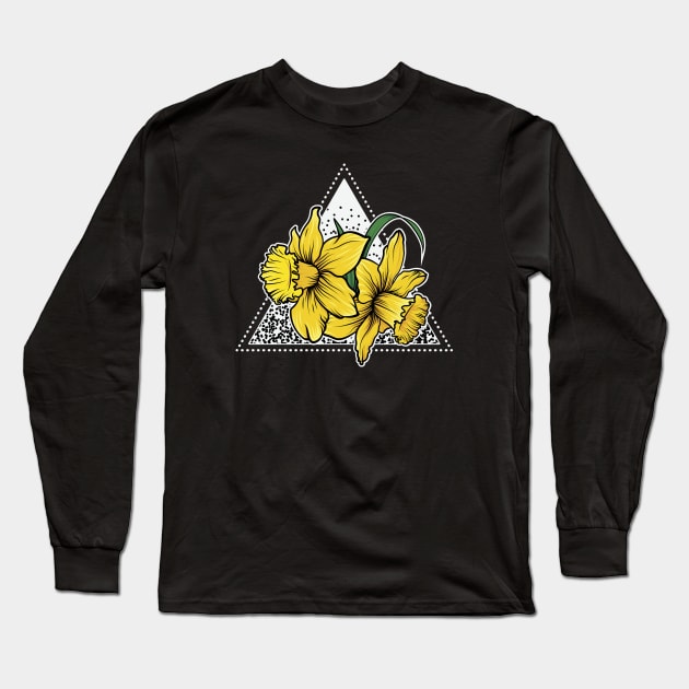 Daffodil Flora Triangle Long Sleeve T-Shirt by RadicalChill